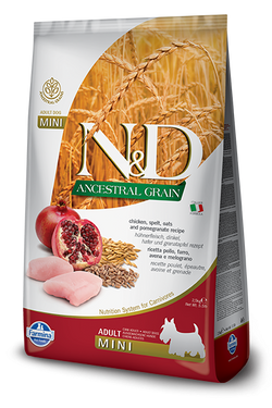 Farmina N&D Natural & Delicious Low Grain Mini Adult Chicken & Pomegranate Dry Dog Food image