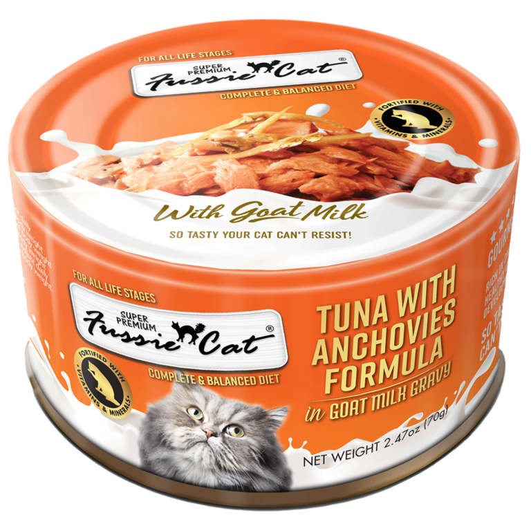 Fussie Cat Tuna with Anchovies Formula in Goat Milk Gravy Canned Food (2.47 oz (70g) cans)