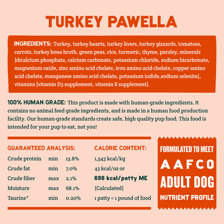 A Pup Above Turkey Pawella Gently Cooked Frozen Dog Food Turkey Recipe (1 Lb)