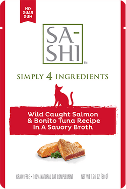 Rawz Sa-Shi Wild Caught Salmon & Bonito Tuna Cat Food Recipe In Savory Broth image